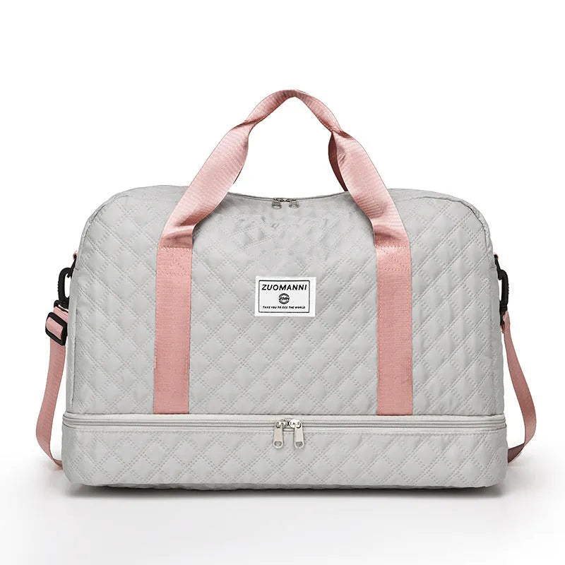Oxford cloth leisure travel bag with 36-55 litre capacity in street trend style with sewing thread details
