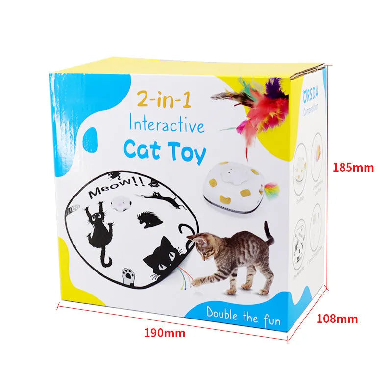 Cat self-hi teaser wand toy with colourful feathers and plastic handle