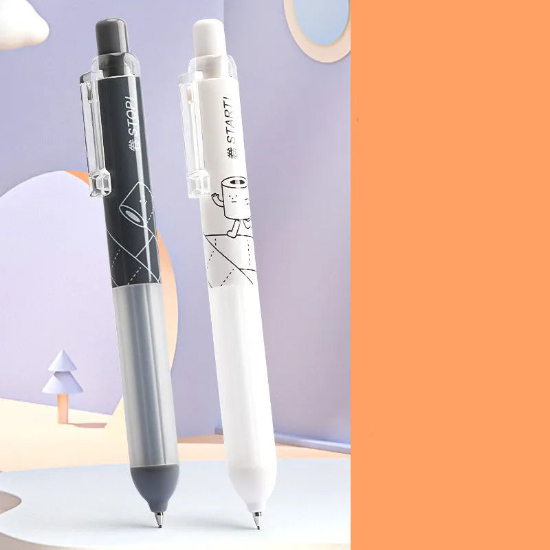 0.5mm automatic pencil with cloud grip pattern on plastic barrel in black and white colour options