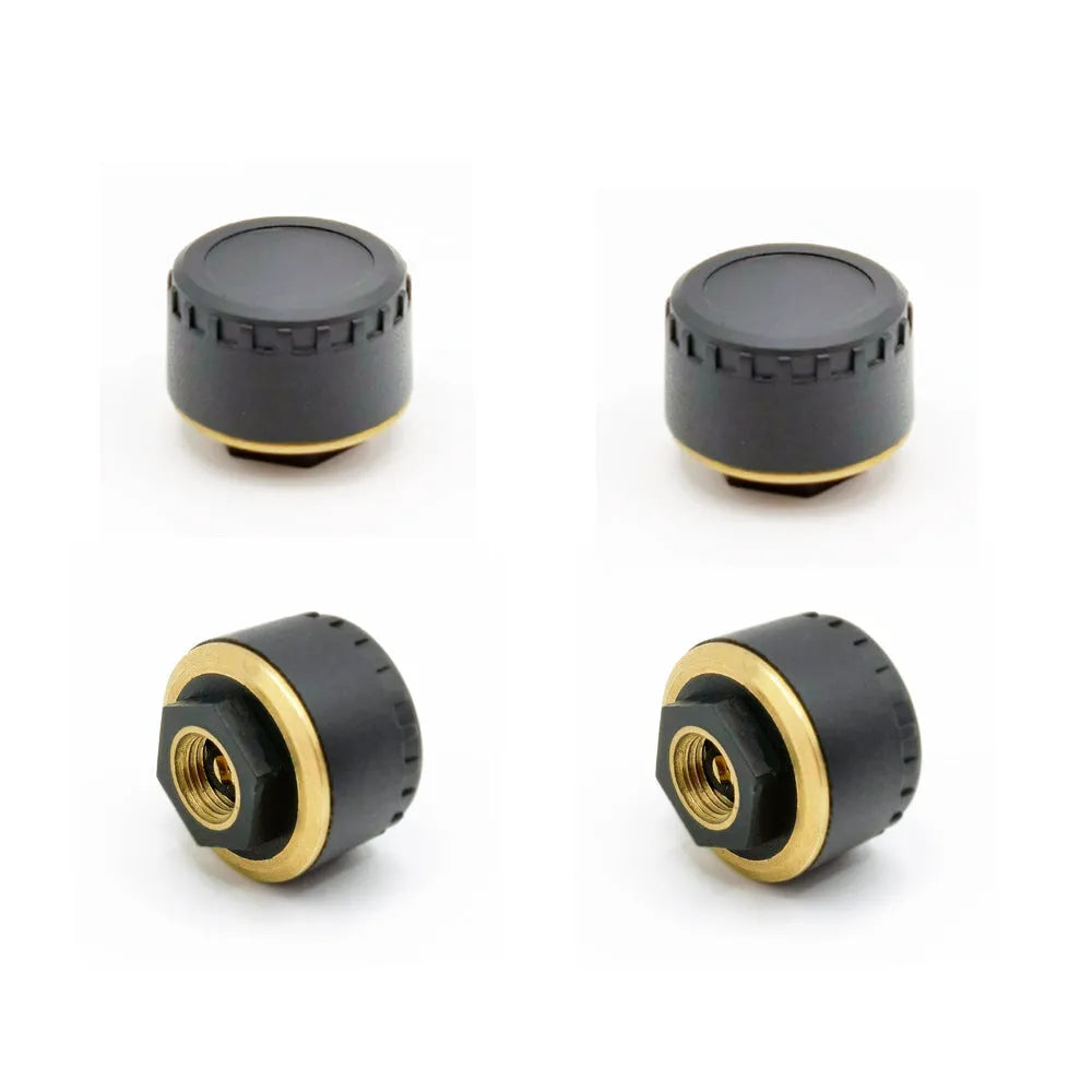 Black Bluetooth tyre pressure monitor sensors for car tyres with mobile phone display