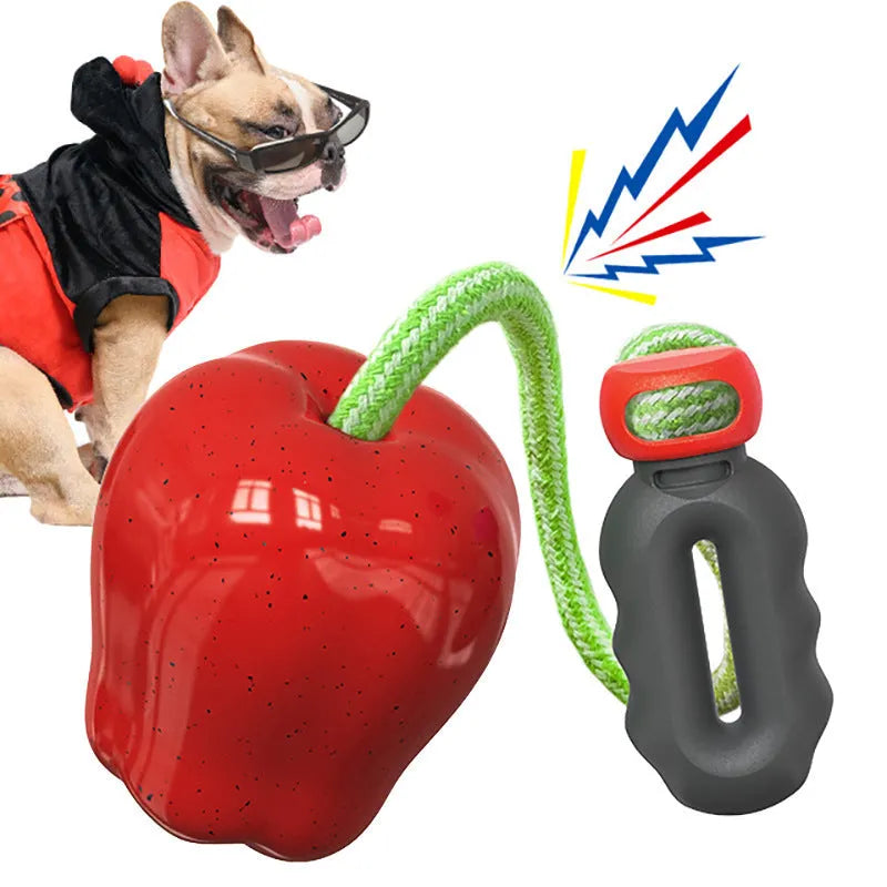 Plastic dog molar toy ball in green colour with squeaky design for outdoor play and dental stimulation