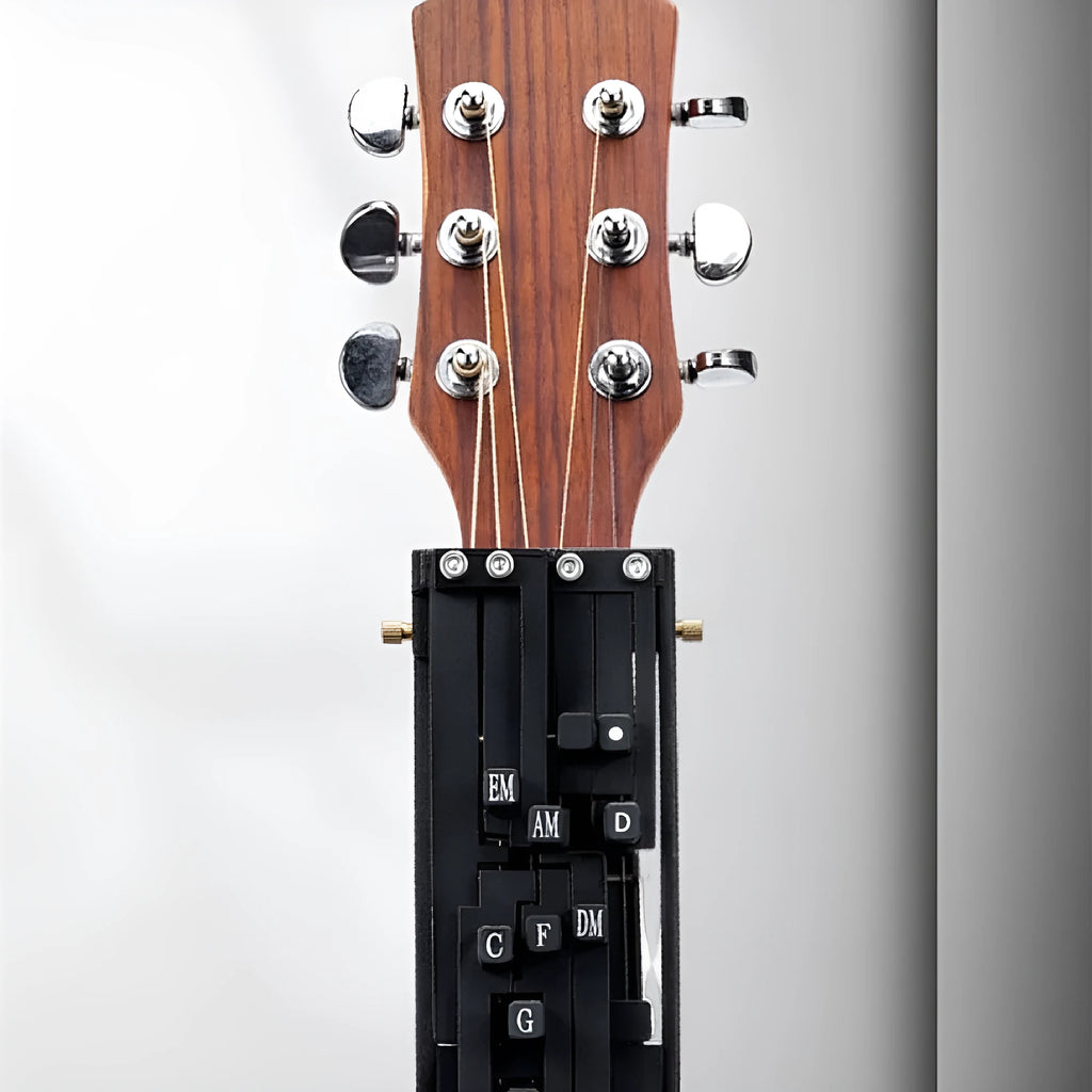 Automatic guitar chord practice device for novice folk guitar players with black chord maker