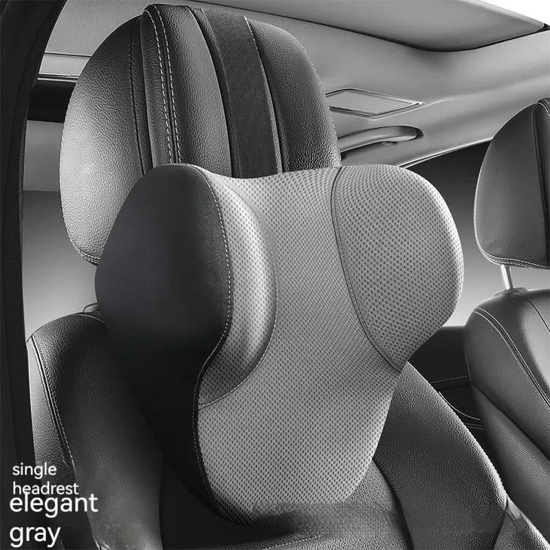 Memory foam car lumbar support and headrest pillow set in knitted fabric with six colour options