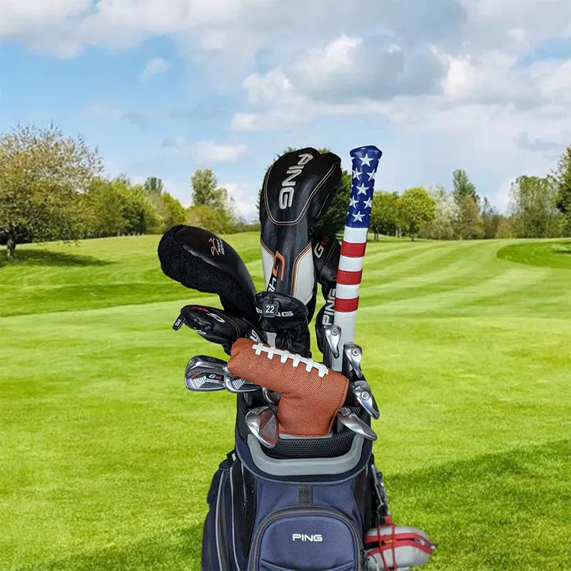 Black PU leather golf push rod cover sleeve for club protection