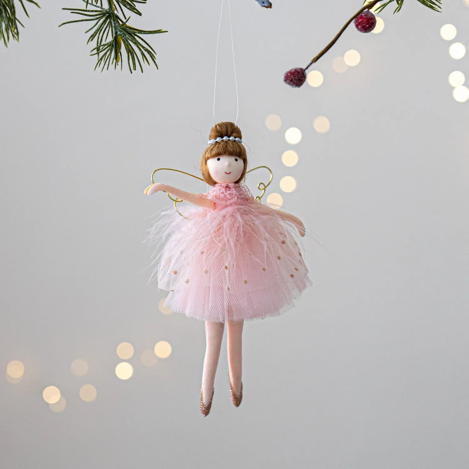 Pink and white cloth ballet angel plush doll pendant for decorative display