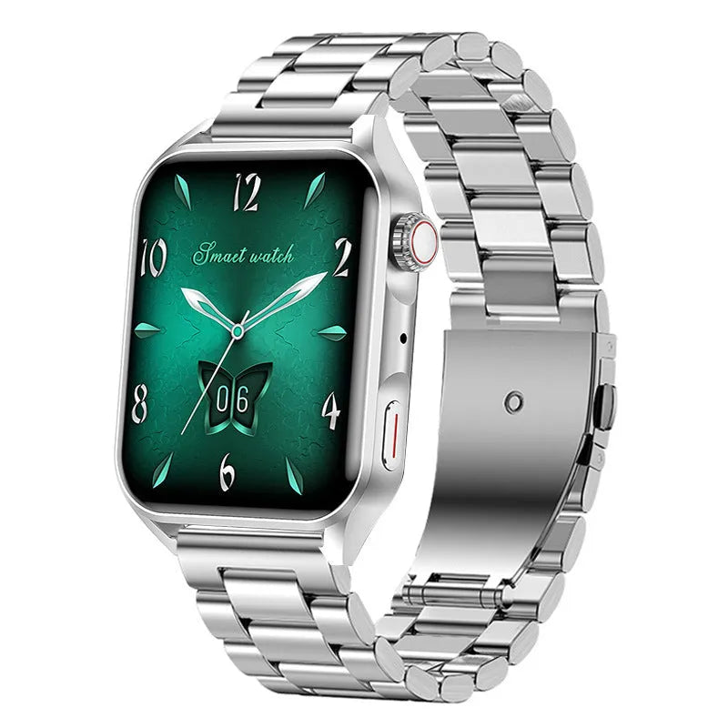 Simple AMOLED smart watch with 1.8-inch HD touch screen display and silicone wrist strap