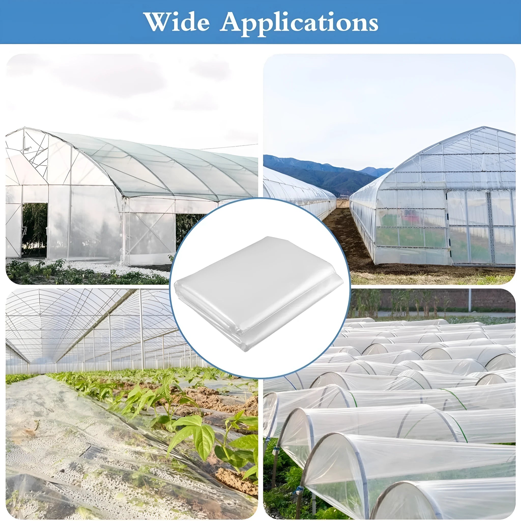 4x8 metre plastic greenhouse film for vegetable cold protection in garden setting