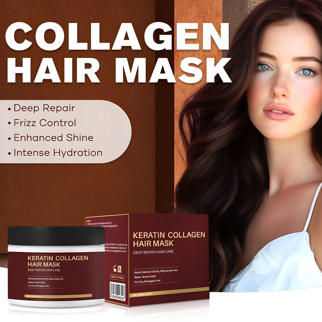 100ml tube of collagen hair mask for moisturising, repairing and strengthening hair
