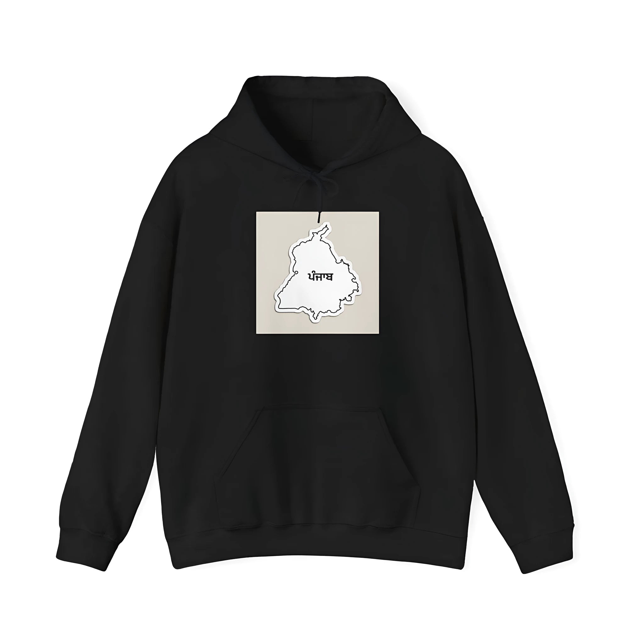 Black loose casual sports hoodie with drop-shoulder sleeves and side pockets
