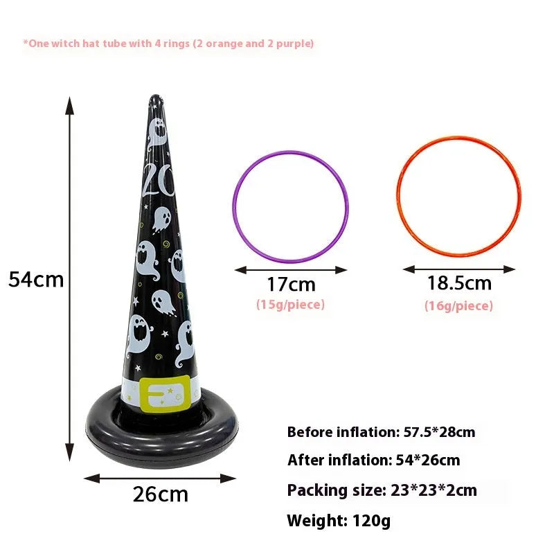 PVC inflatable throwing toy showing octopus, antlers, witch hat, spider, Santa Claus, and rabbit ear styles for Ghost Festival games