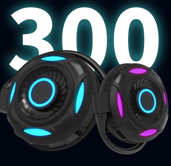 Black Bluetooth gaming earphones with hanging ear design showing USB charging port