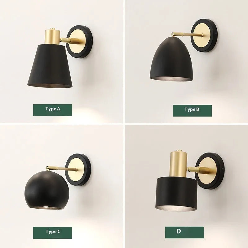 Nordic-style iron wall lamp with adjustable light colours for bedside or living room use