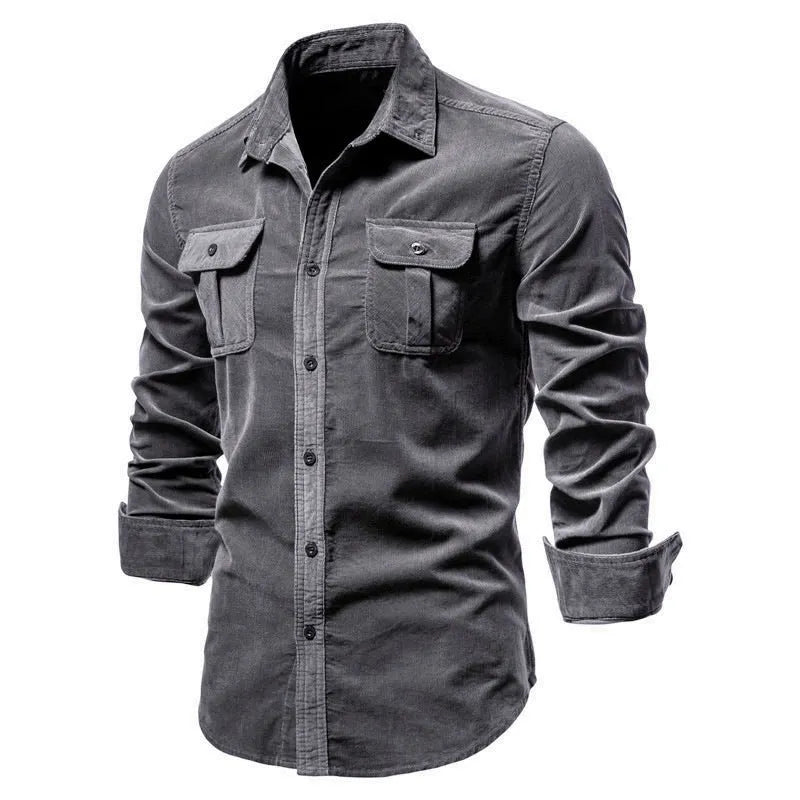 Men's long sleeve linen shirt in multiple colours with size range including Asian measurements
