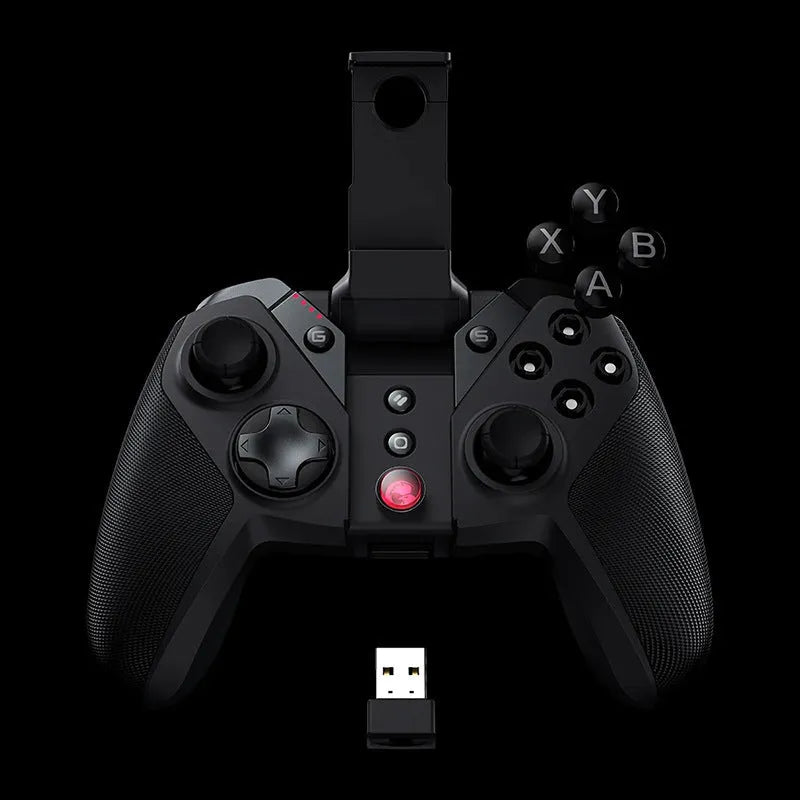 Black game console handle with Type-C connector and vibration function.