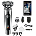 Digital USB rechargeable beard scraper with five-in-one base bracket and LED display.
