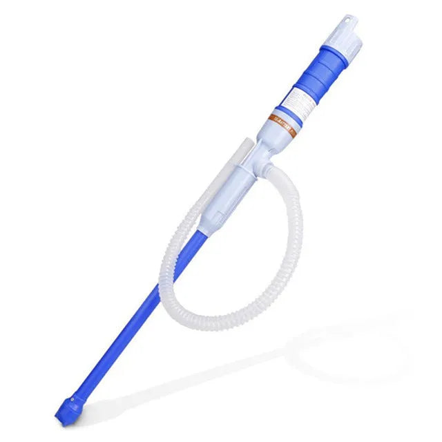 Blue manual siphon pump for fuel and liquid transfer