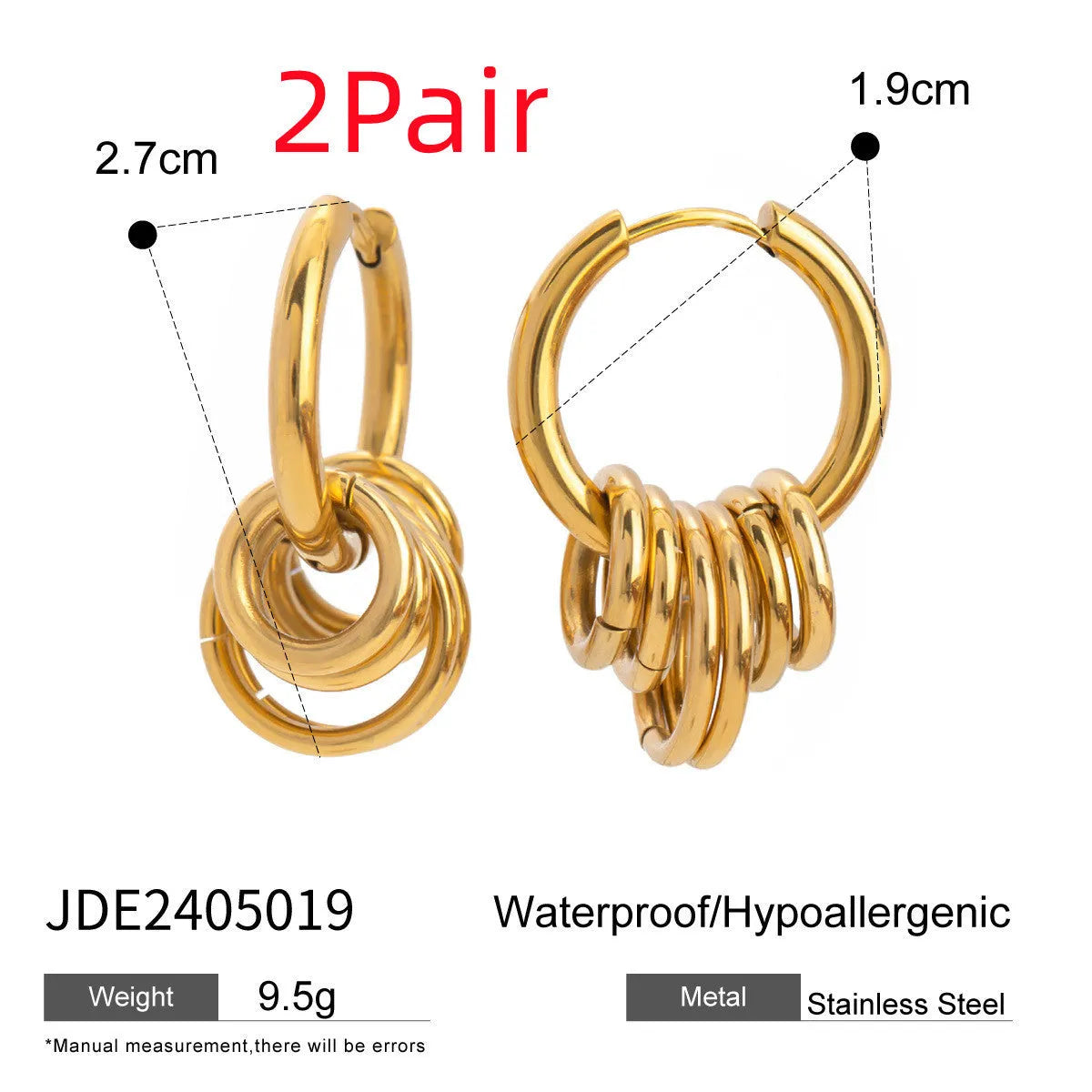 Stainless steel colour matching electroplated earrings in ins style unisex design