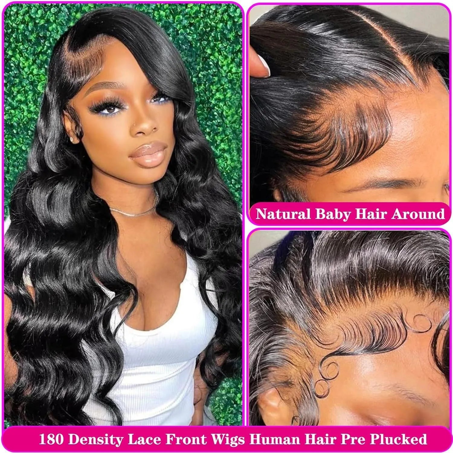 Black medium-long curly full-head synthetic wig showing natural wave pattern