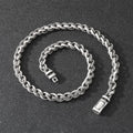 Men's antique silver titanium steel keel chain necklace with geometric twist design