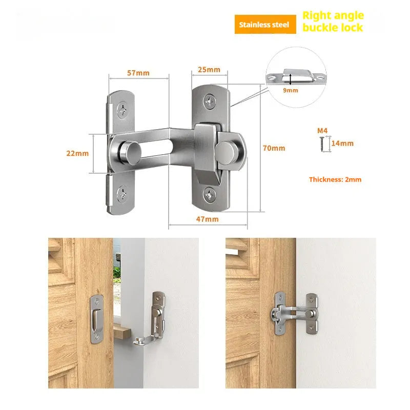 90 degree warehouse hook sliding door lock with black carbon steel and stainless steel construction