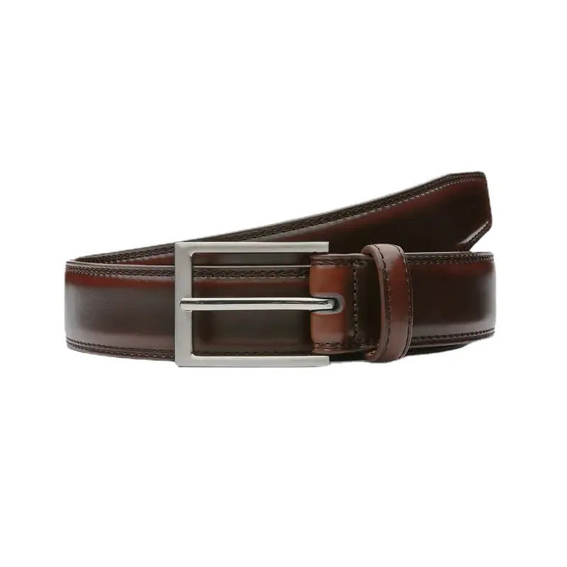 Men's genuine leather casual belt with alloy buckle in brown black and yellow brown patterns