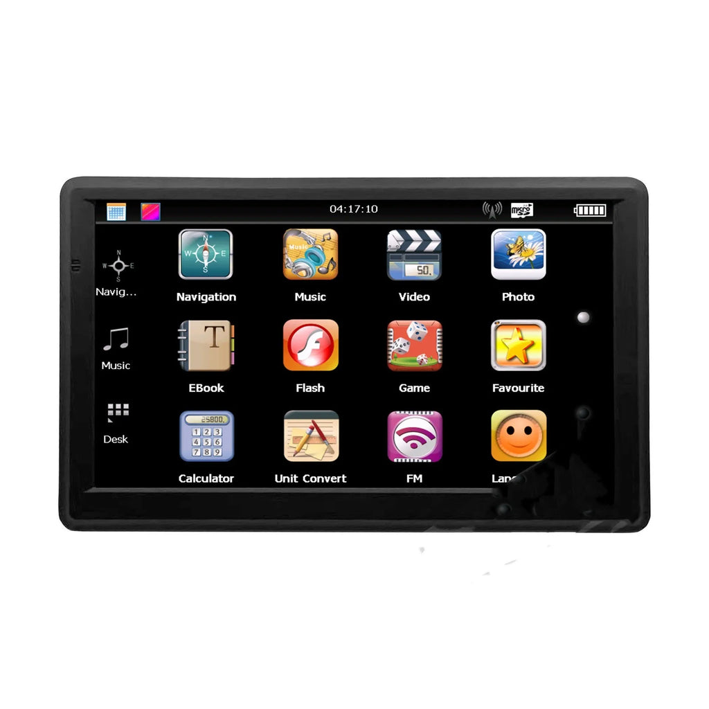 7 inch car GPS navigation device with HD touchscreen display mounted in vehicle