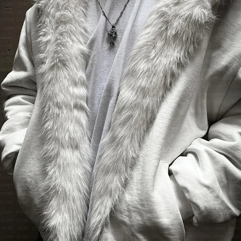 A black casual loose coat with long sleeves on a hanger, cardigan style.