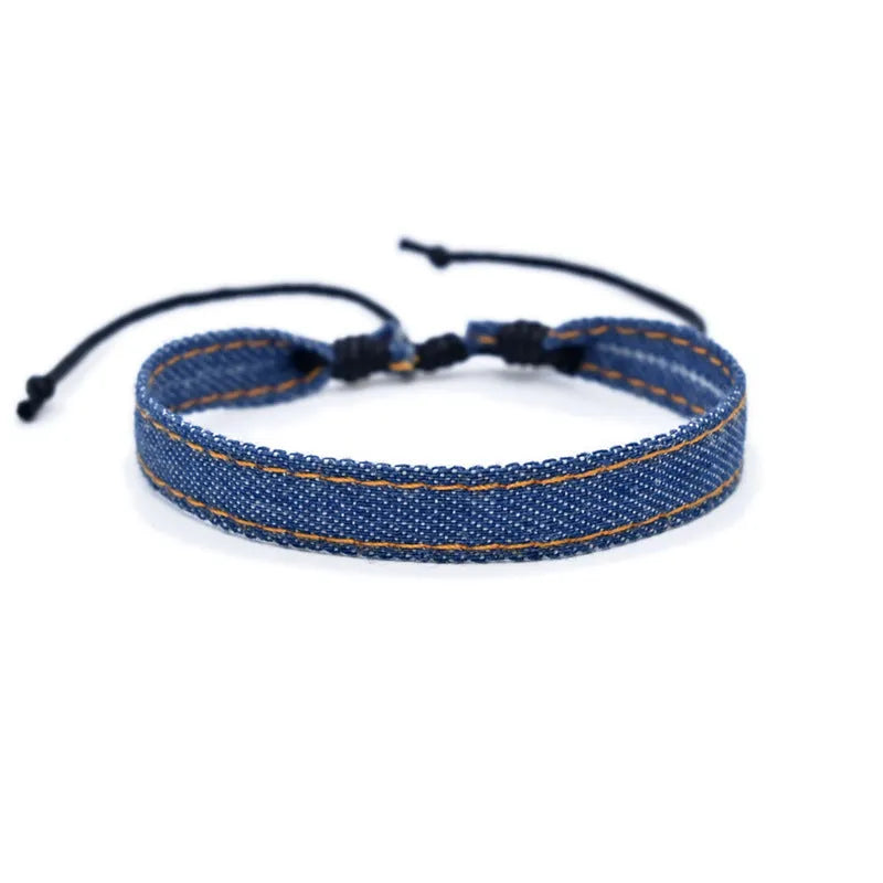Denim fabric bracelet carrying strap in national style with cute design