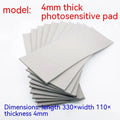 Black and grey plastic photosensitive seal mat for calligraphy and pottery, showing 7mm, 4mm, and 2mm thickness options.