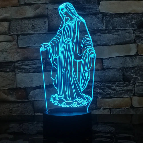 3D LED night light with colourful dual-ring pattern on a thin acrylic panel and ABS base.