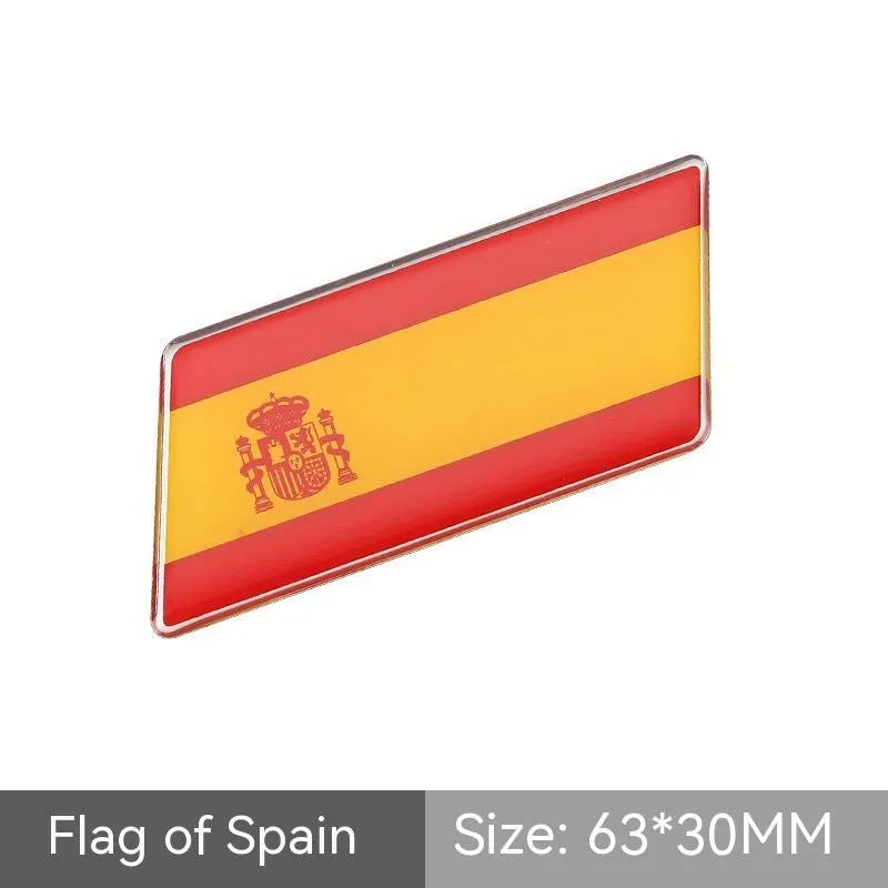 Aluminium car sticker flag emblem showing national flag design in parallelogram shape