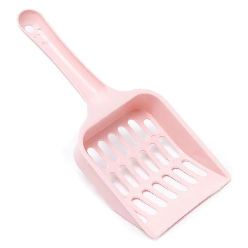 Blue plastic cat litter scoop with sand filter, shown next to a ruler indicating 20cm length.