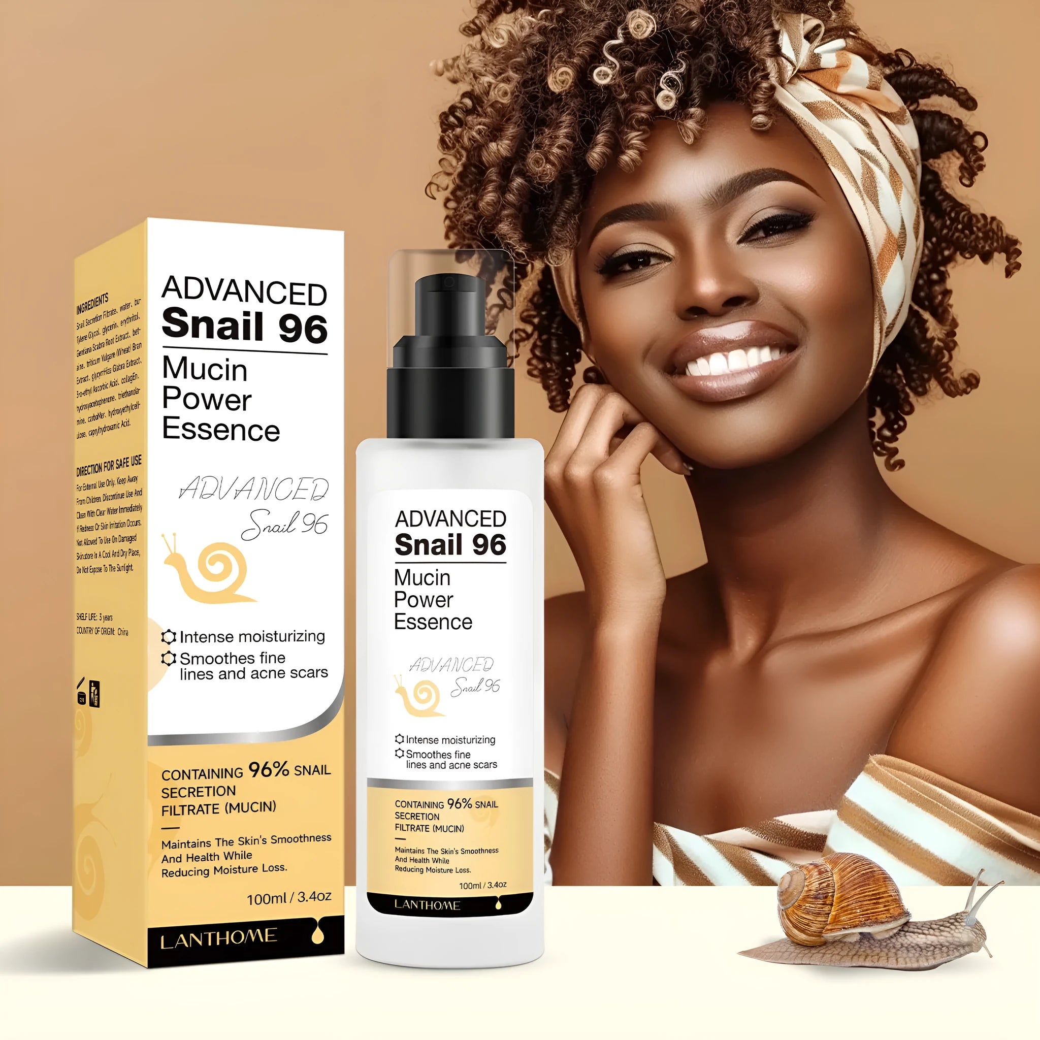 100ml bottle of snail secretion filtrate moisturising facial serum essence