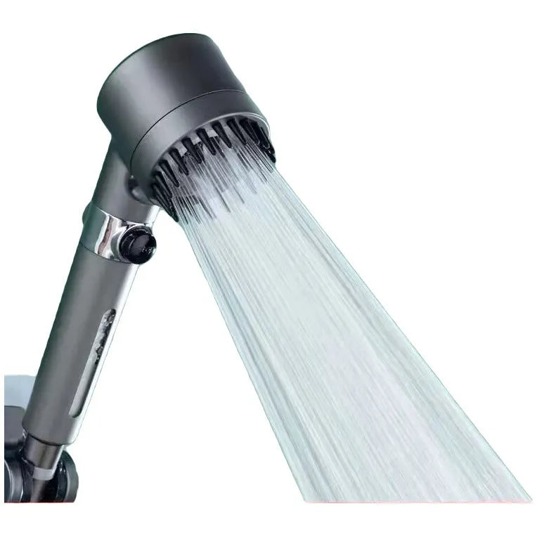 Strong Boost portable ABS plastic shower head with multiple spray mode settings.