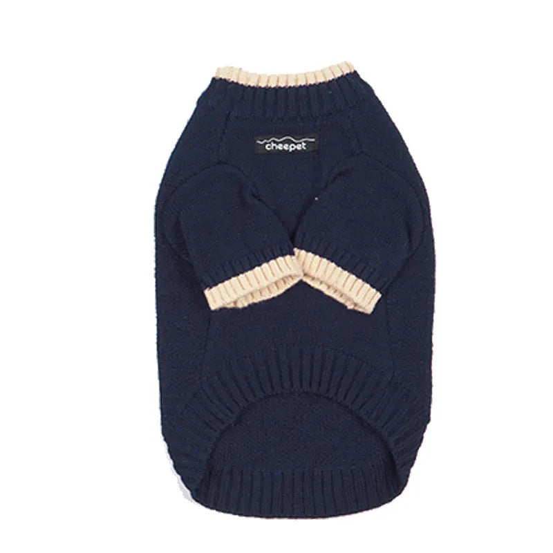 Two-leg pet sweater wool fabric British style with contrast colour trim for dogs