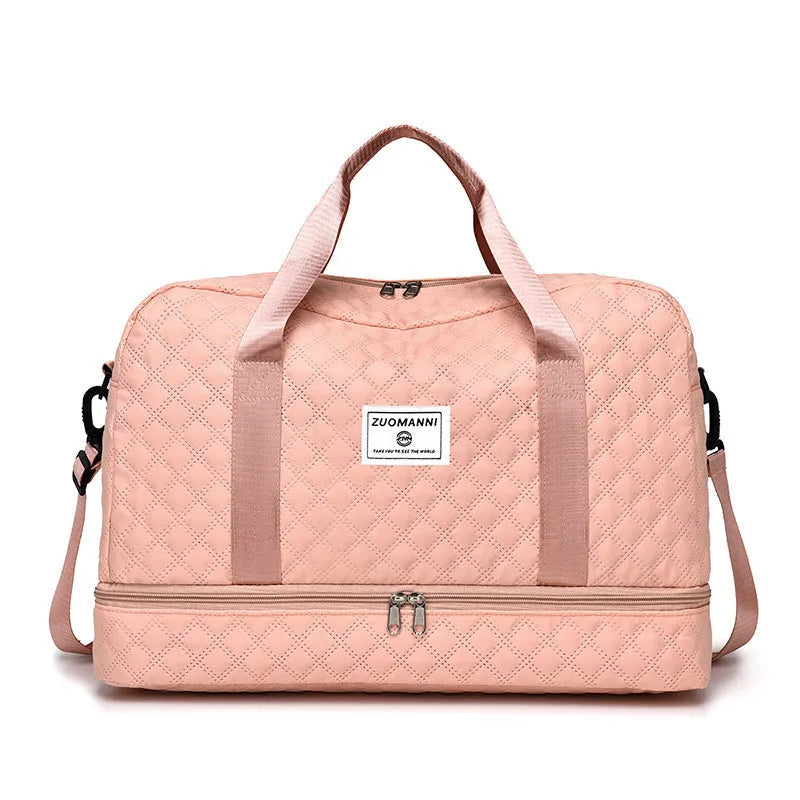Oxford cloth leisure travel bag with 36-55 litre capacity in street trend style with sewing thread details