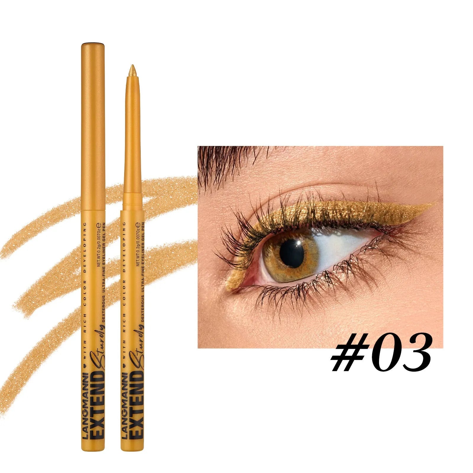 Set of 12 colourful gel glitter eyeliner pencils in waterproof formula for multi-purpose makeup