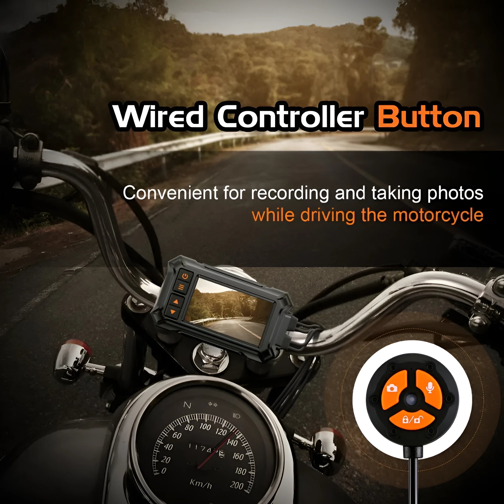 Motorcycle GPS video recorder with dual lens in waterproof housing for 1080P recording