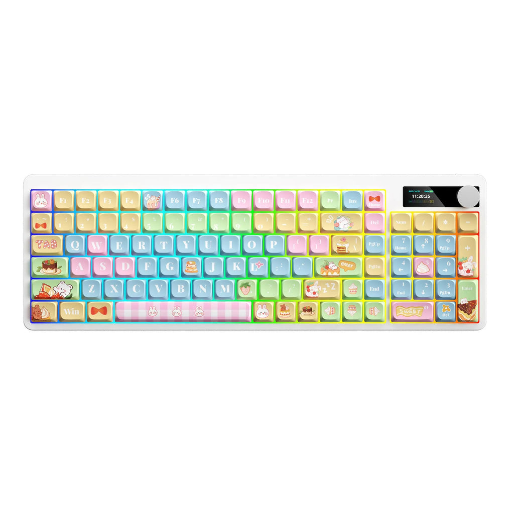 Black mechanical keyboard with RGB backlighting and full key layout for laptop use