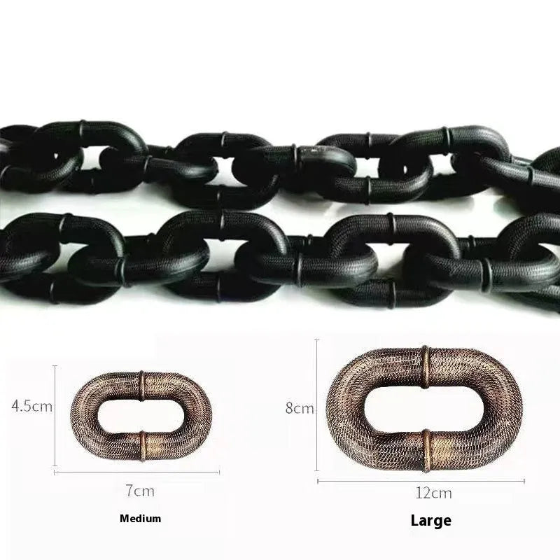 PP plastic dog leash prop in bronze, antique silver, and black colour options for video production.