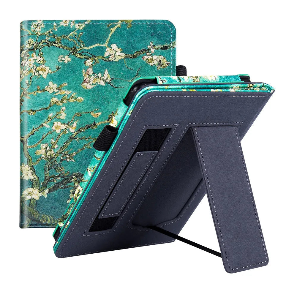 Kindle Paperwhite 11 fabric case with wrist strap bracket in calf leather construction
