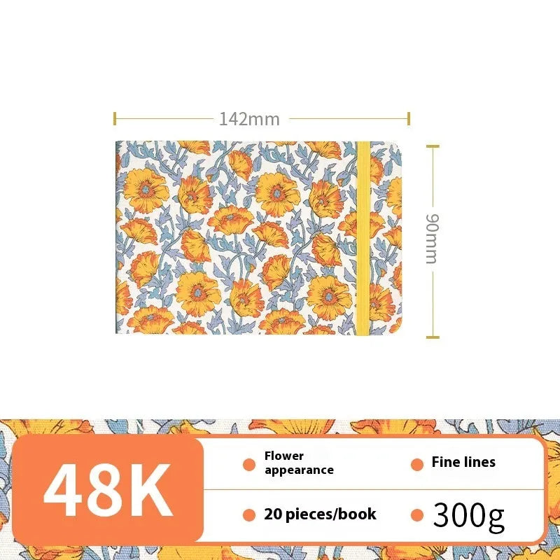 Feiluniao handmade fabric watercolour notebook with artistic cover design, 185mm length for portable sketching