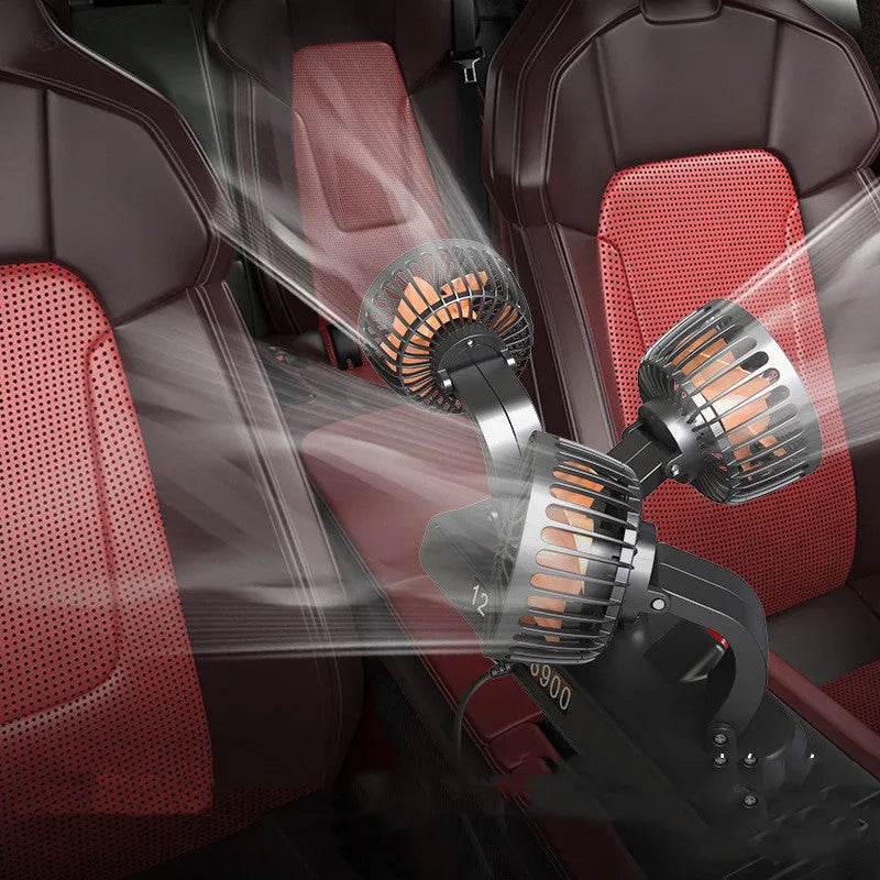 Automotive triple head cooling fan with adjustable heads and 1.3 metre power cable