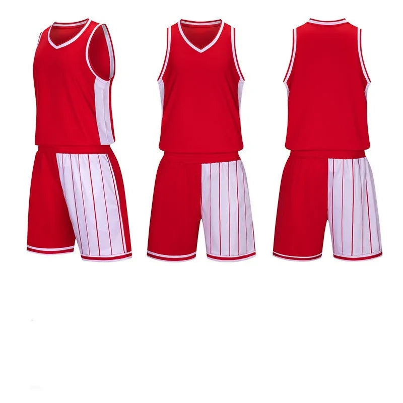 Men's basketball summer suit uniform set with top and shorts in chemical fibre blend fabric