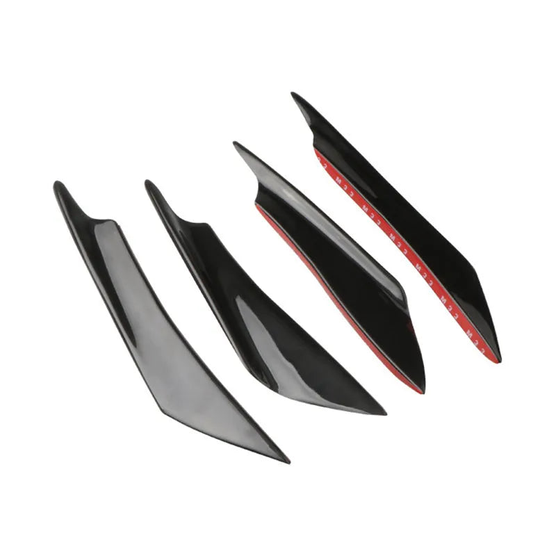 Four-piece carbon fibre pattern bumper blade kit for automotive installation