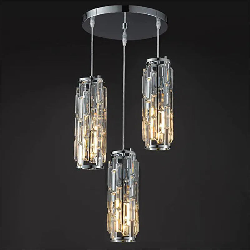 Single head LED crystal droplight in industrial style with metallic finish