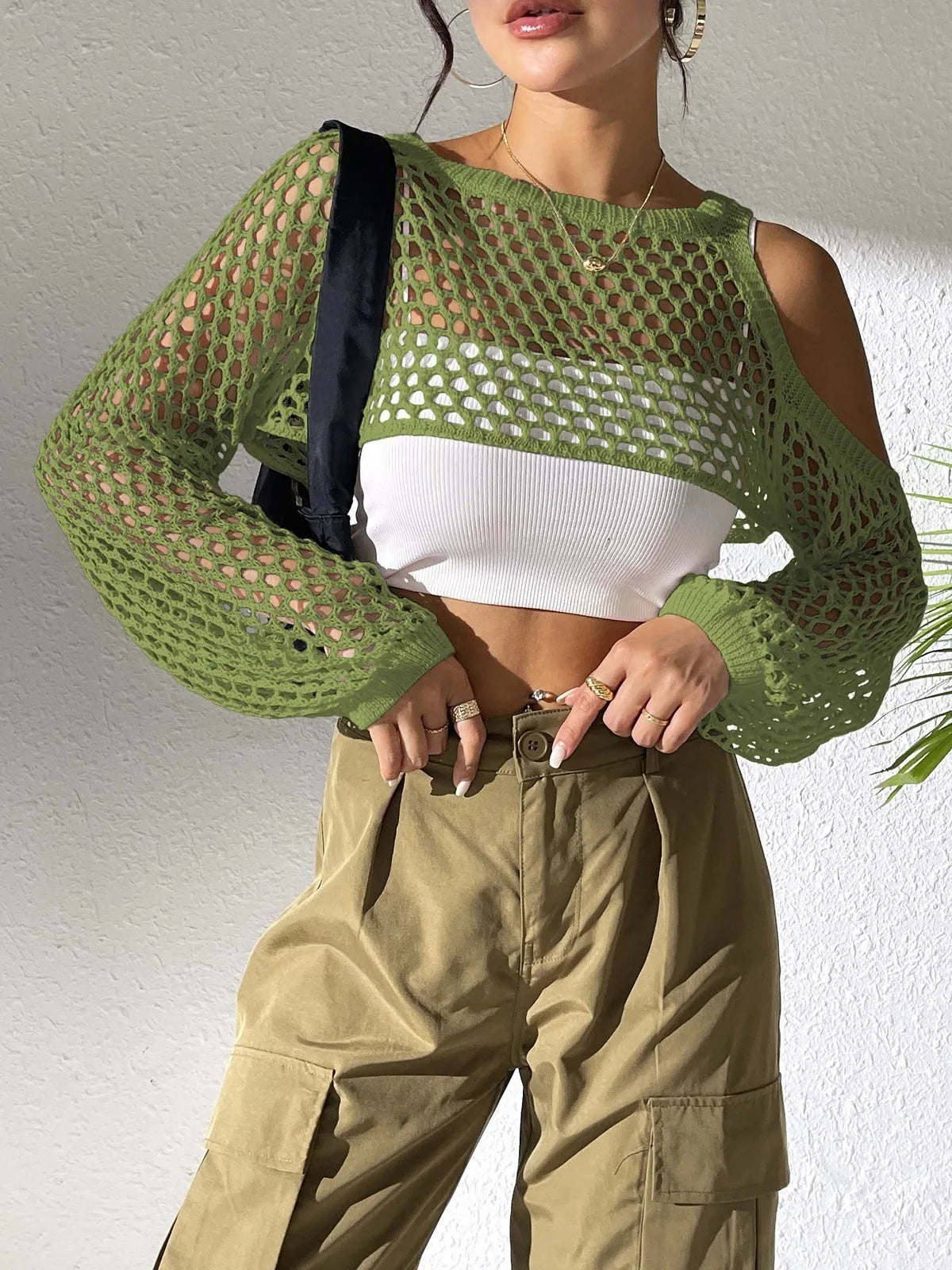 Polypropylene mesh beach shirt with hollowed navel design in free size showing six colour options