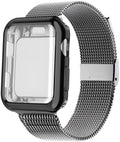 Magnetic Milanese metal band for Apple Watch in silver on a 42mm watch, showing adjustable clasp.