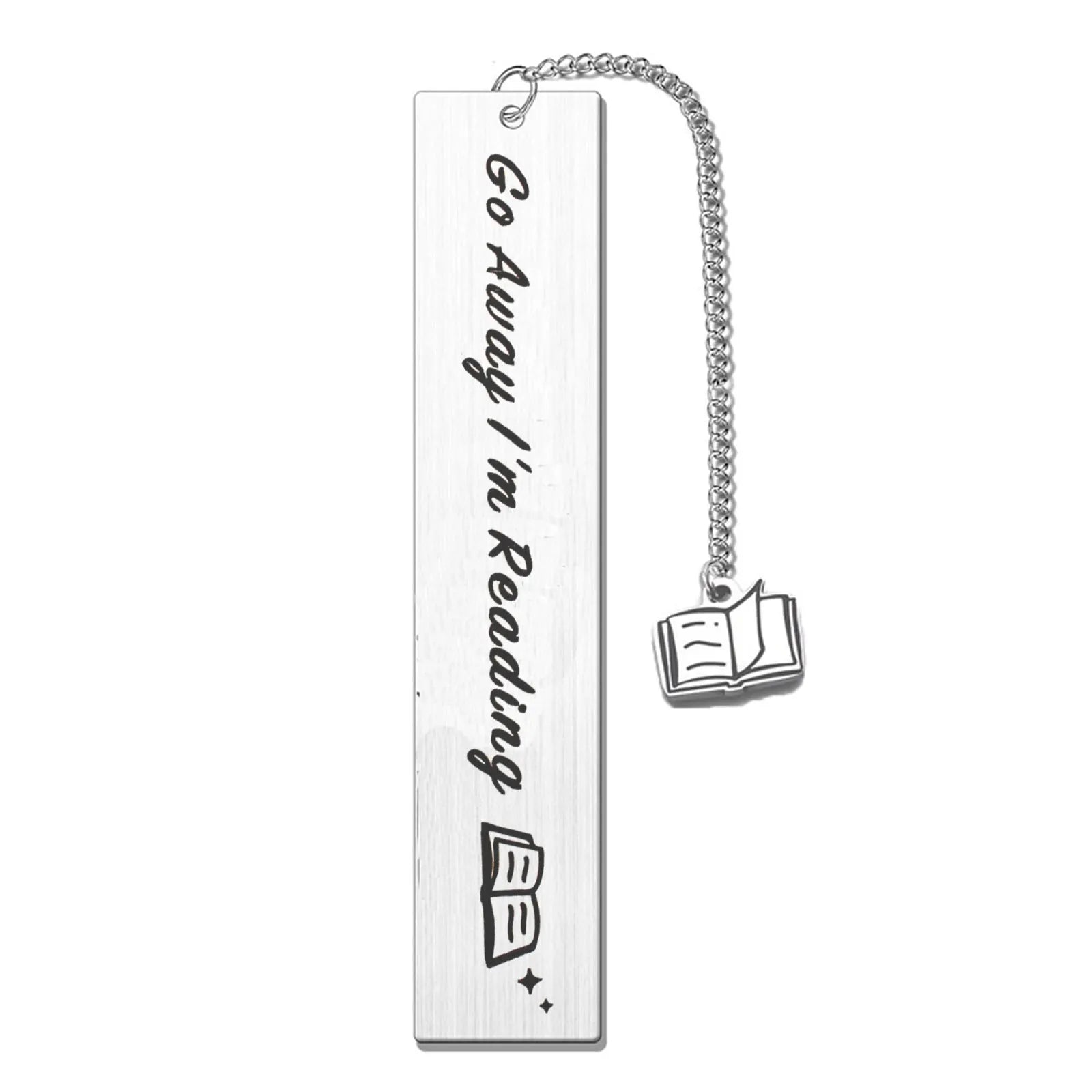 Stainless steel tassel-style bookmark in gift box, 13cm long.