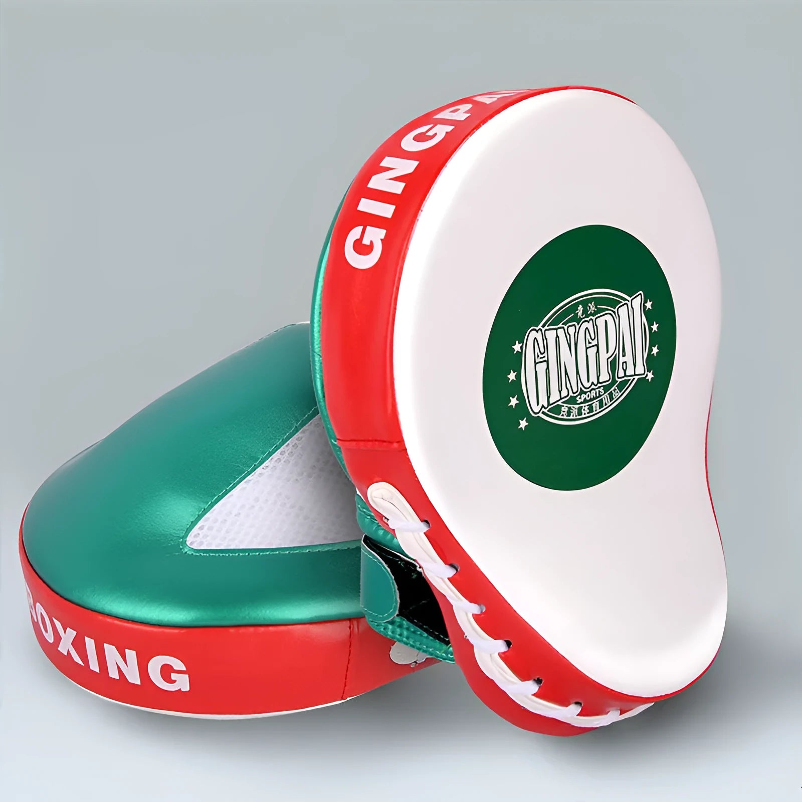 Vertical portable PU baffle target for boxing and Sanda training in gold or green colour.
